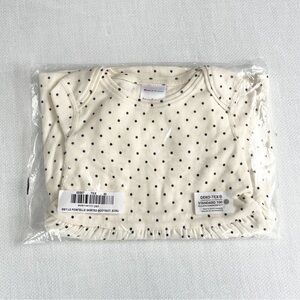 Hanna Anderson baby pointelle skirted bodysuit dress cream and black Polka Dots